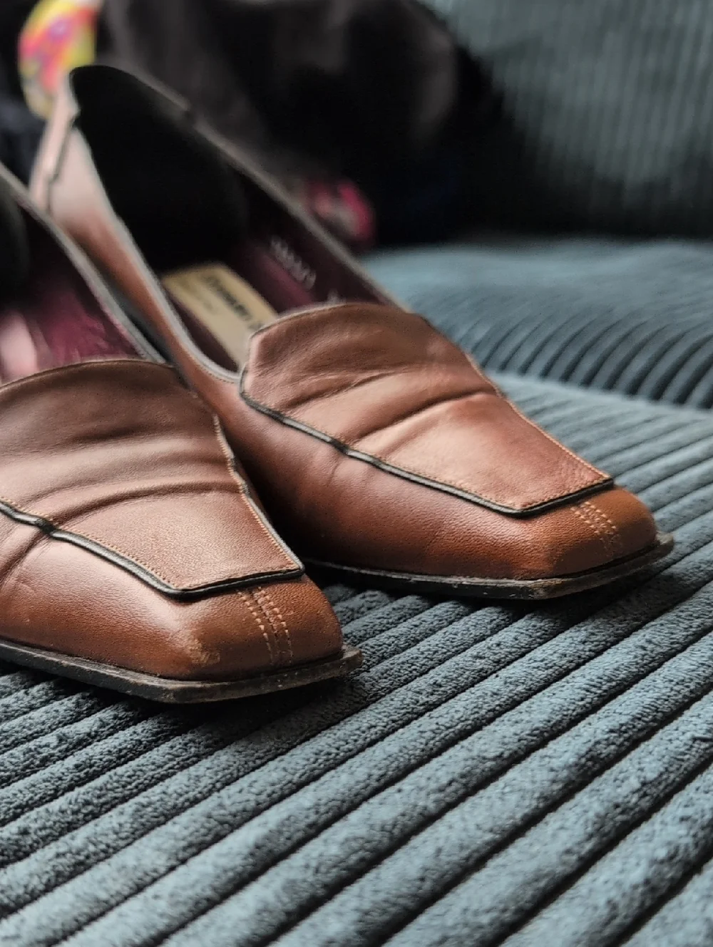 RARE Stefano Serapian 6.5 Vintage Women's Brown Square Toe Heel Italy Milan